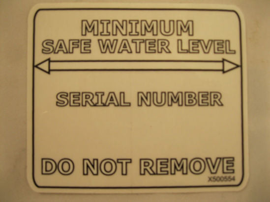 Label, serial min water-cl